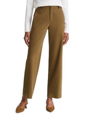 Mid Rise Faux Leather Trim Pants by VINCE