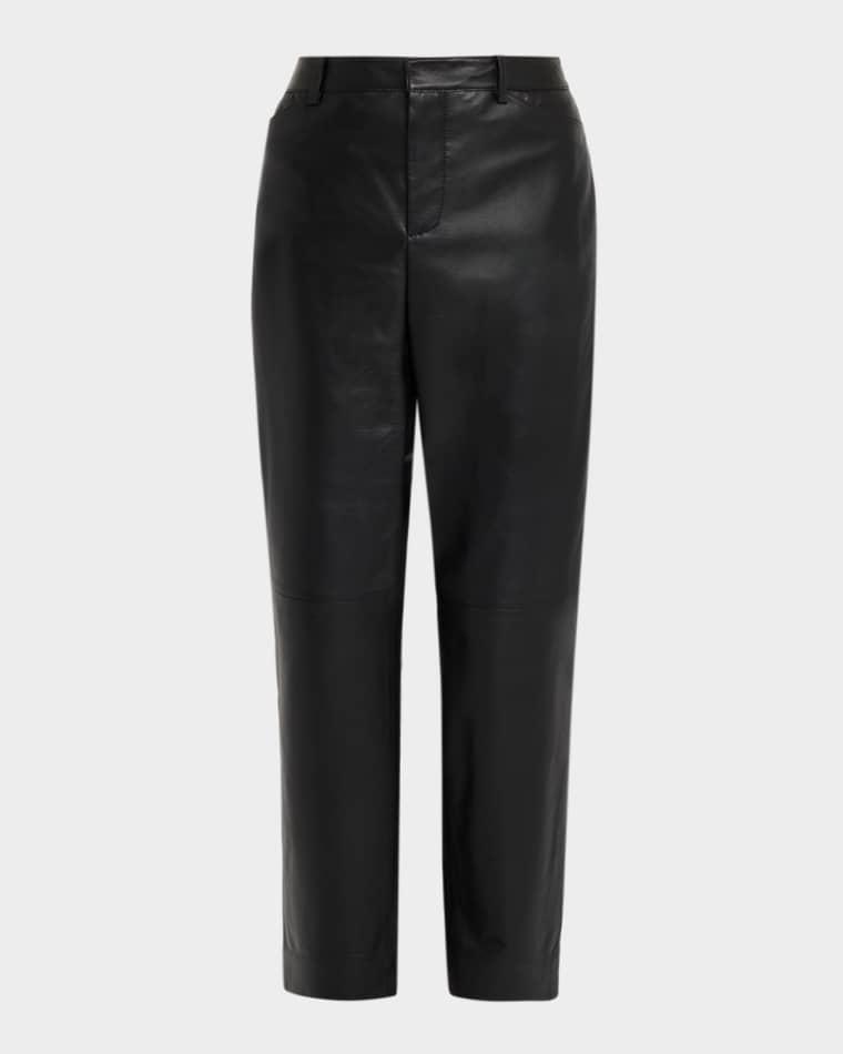 Mid-Rise Straight Leather Pants by VINCE