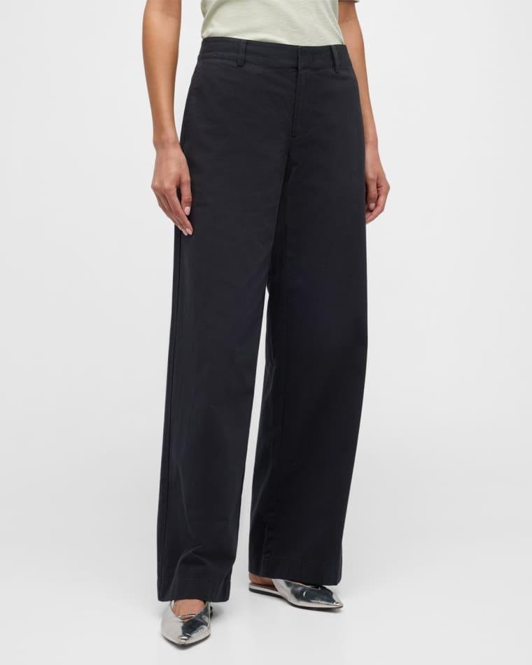 Mid-Rise Wide-Leg Cotton Trousers by VINCE