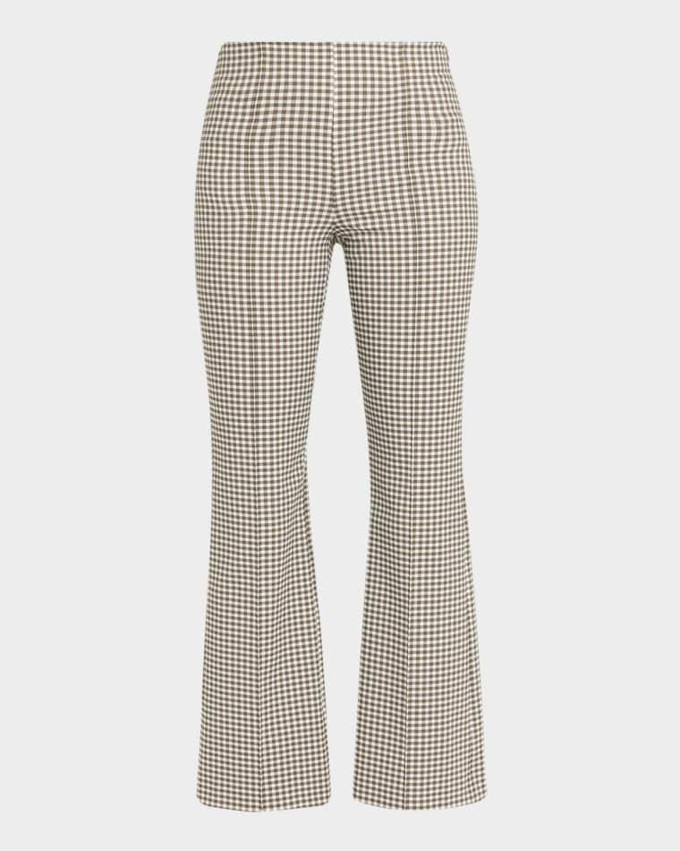 Niki Gingham Mid-Rise Crop Flare Pants by VINCE