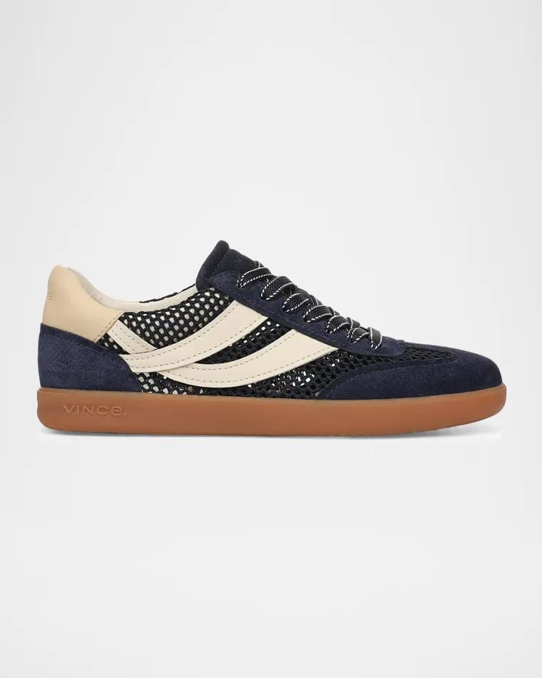 Oasis Mixed Leather Netting Low-Top Sneakers by VINCE