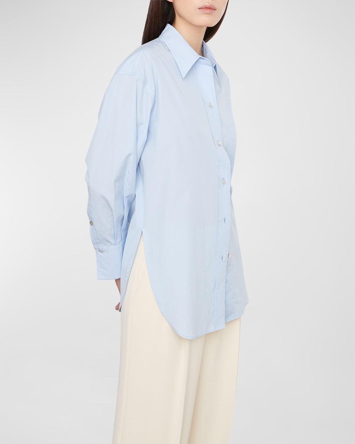 Oversized Long-Sleeve Cotton Popln Shirt by VINCE