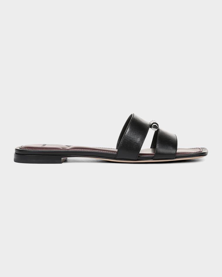 Piper Leather Flat Slide Sandals by VINCE