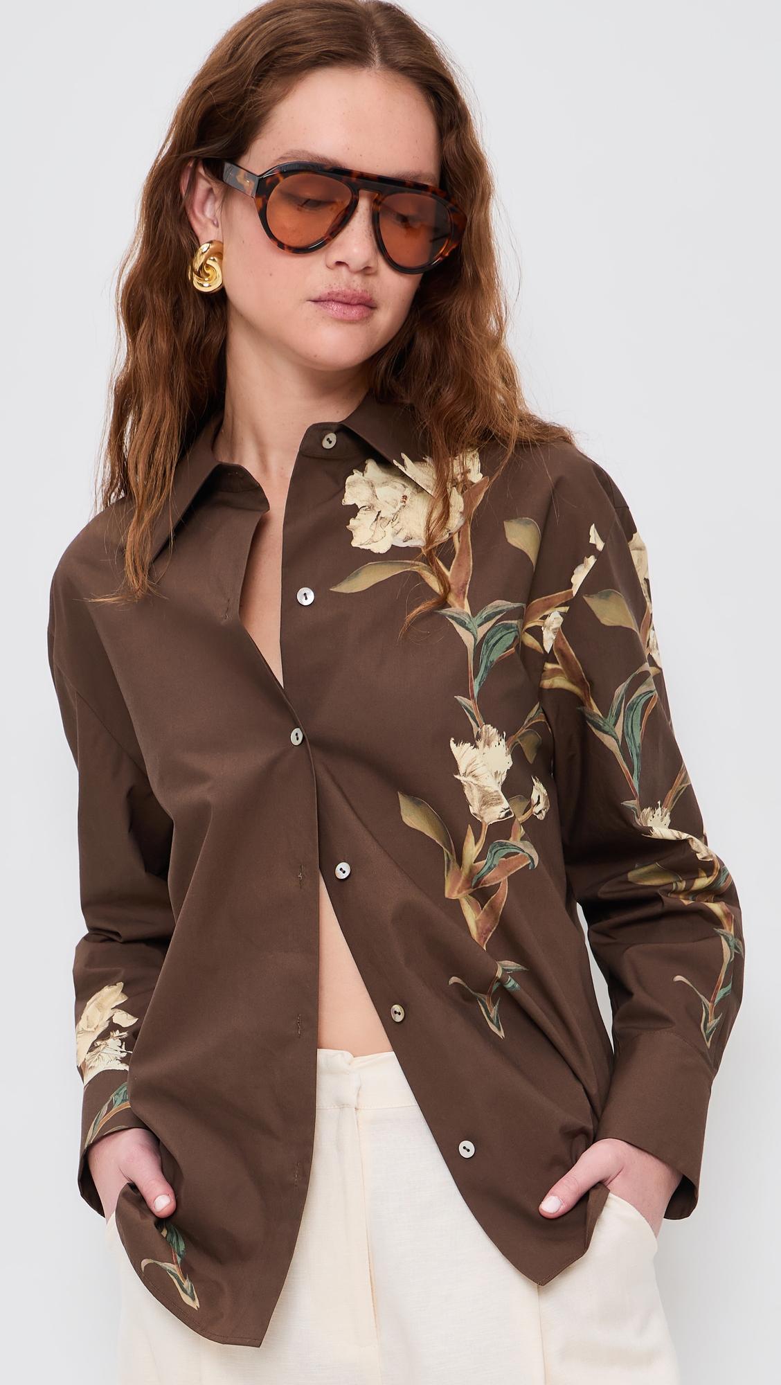 Placed Cream Iris Button Down by VINCE