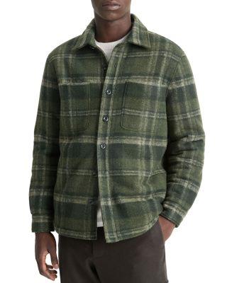 Plaid Fleece Lined Shirt Jacket by VINCE