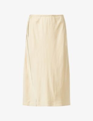 Pull-On Satin Midi Slip Skirt by VINCE