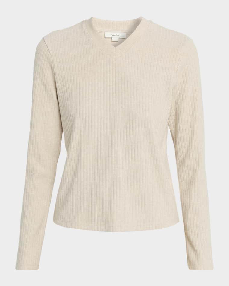 Ribbed V-Neck Sweater by VINCE