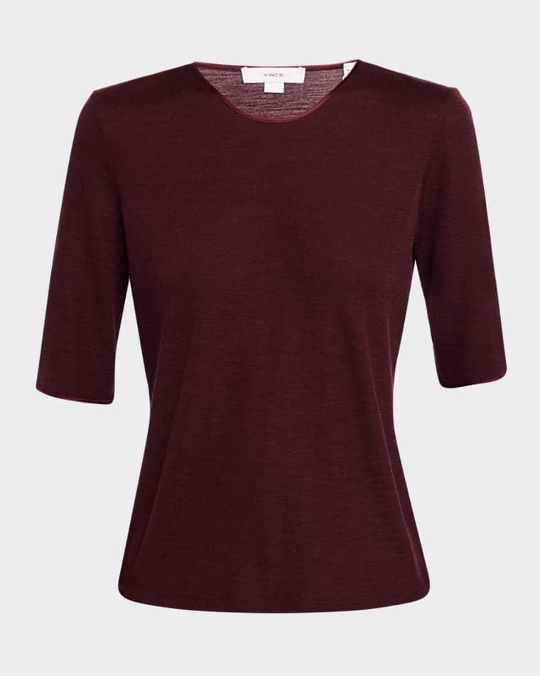 Satin-Trim Wool Sweater by VINCE