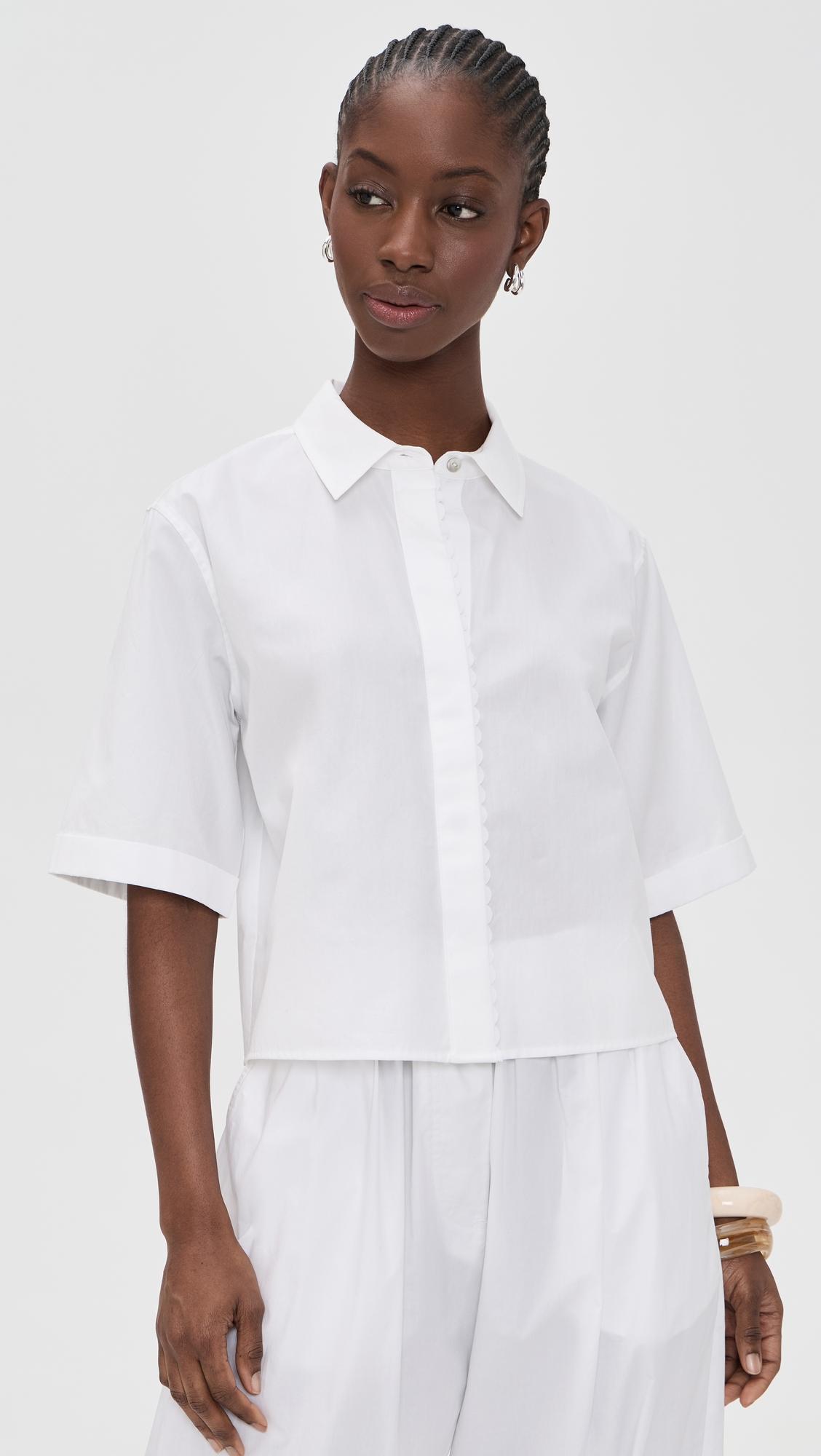 Scallop Detail Short Sleeve Shirt by VINCE