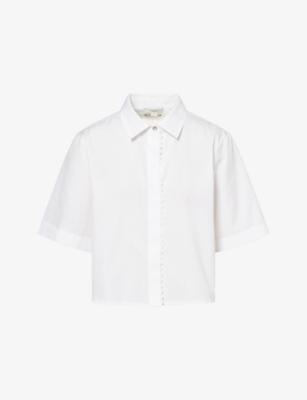 Scallop-Front Short-Sleeve Cotton Shirt by VINCE