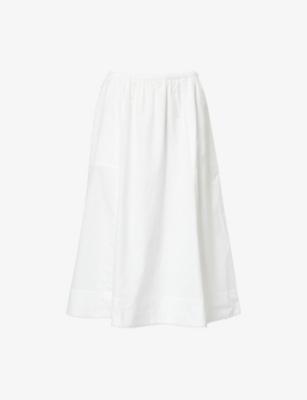 Scalloped-Hem Full Cotton Midi Skirt by VINCE