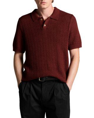 Seed Stitch Rib Short Sleeve Polo by VINCE