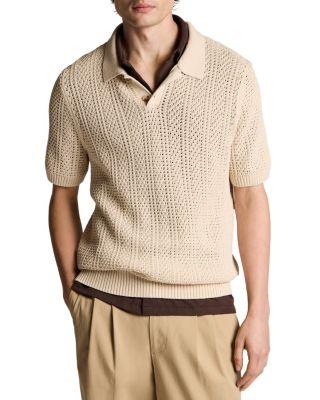 Seed Stitch Rib Short Sleeve Polo by VINCE