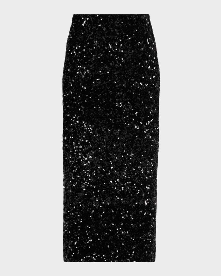 Sequined Velvet Midi Skirt by VINCE