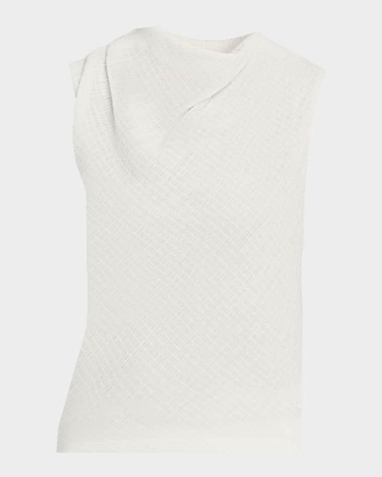 Shadow Grid Cowl-Neck Top by VINCE