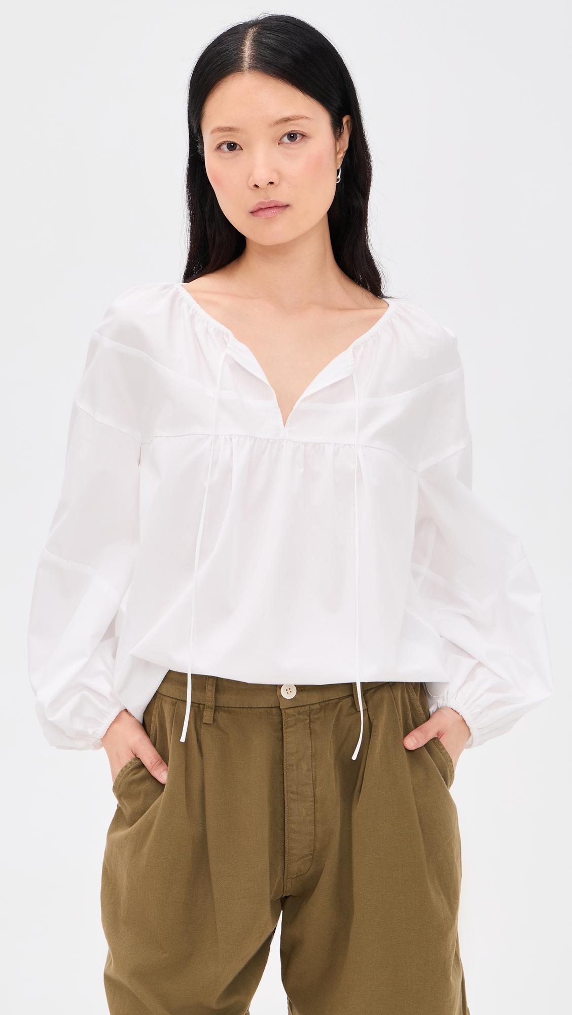 Shirred Long Sleeve Top by VINCE