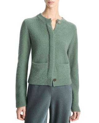 Shrunken Boiled Cashmere Crewneck Cardigan by VINCE