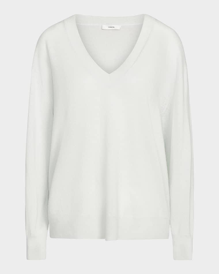 Silk-Cashmere Deep V Sweater by VINCE