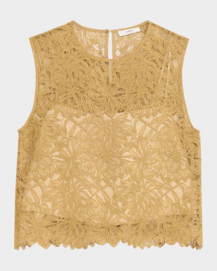 Sleeveless Floral Lace Top by VINCE