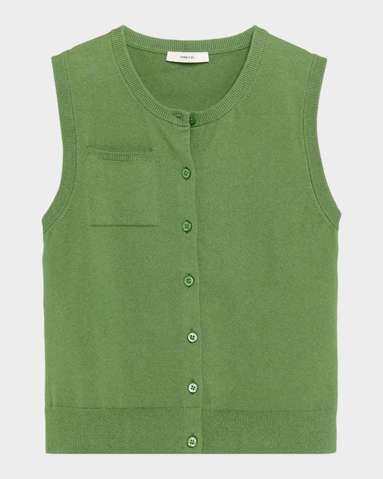 Sleeveless Patch Pocket Cardigan by VINCE
