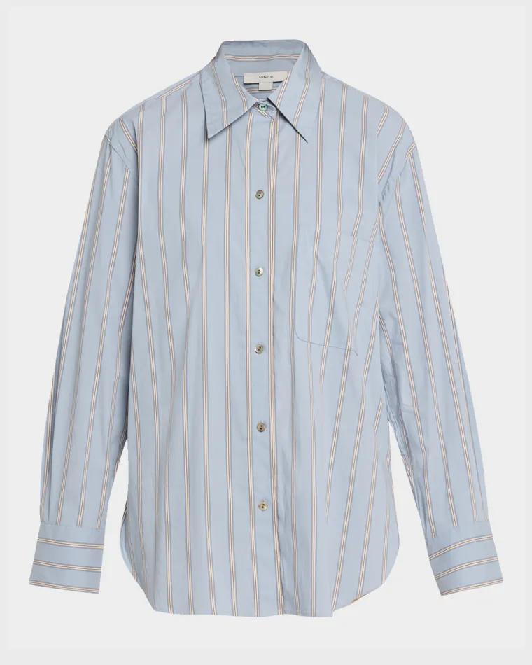 Stripe Button-Front Shirt by VINCE