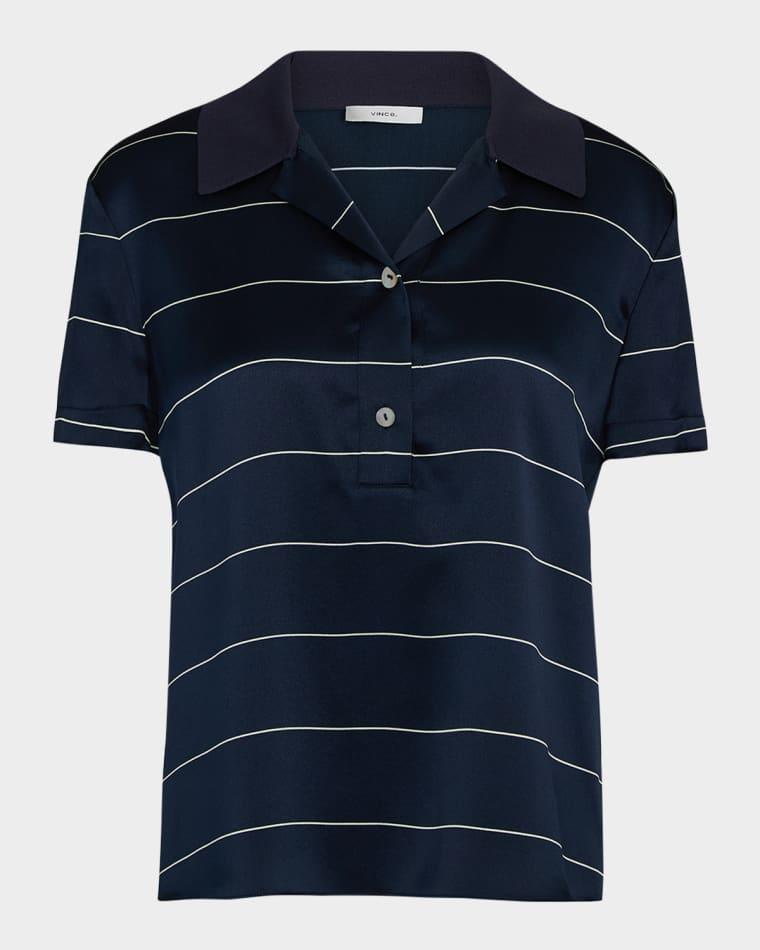 Stripe Knit Collar Polo Shirt by VINCE