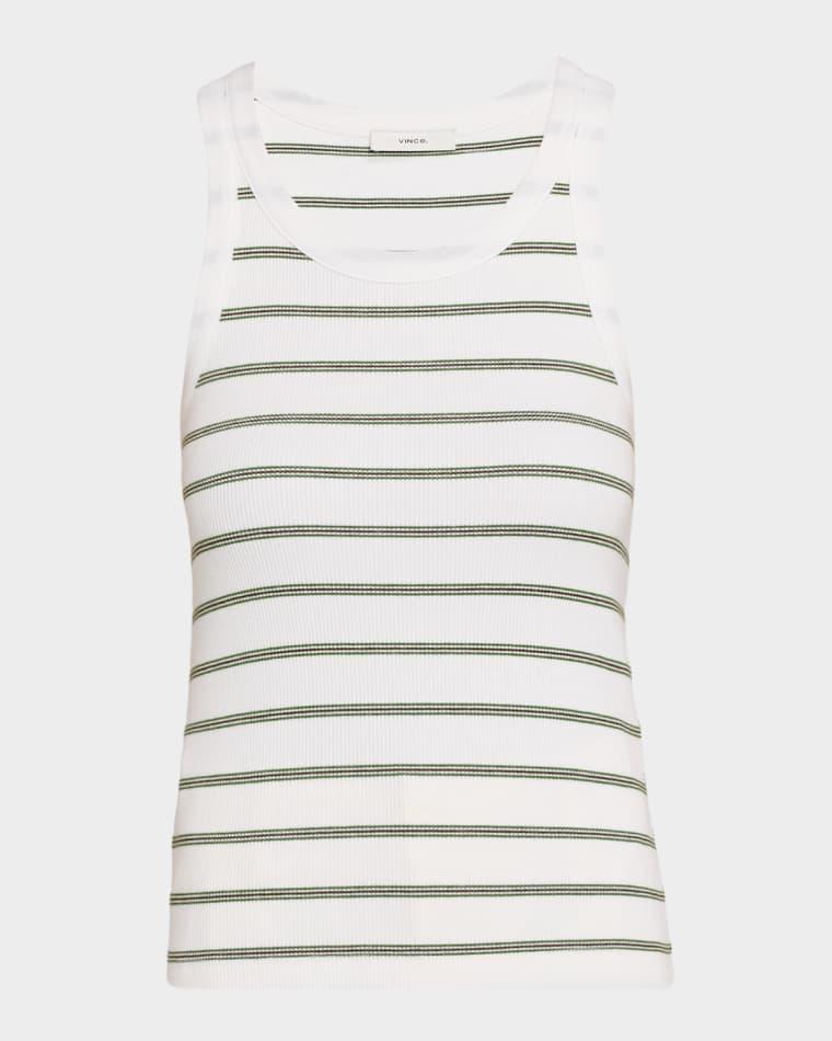 Stripe Scoop-Neck Tank Top by VINCE