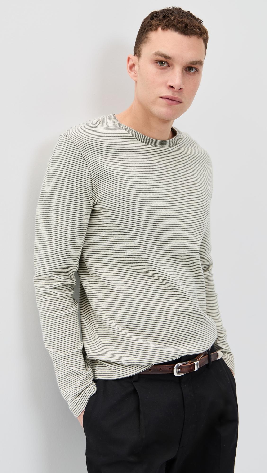 Striped Double Knit Crew Neck by VINCE