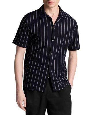 Striped Terry Short Sleeve Cabana Shirt by VINCE