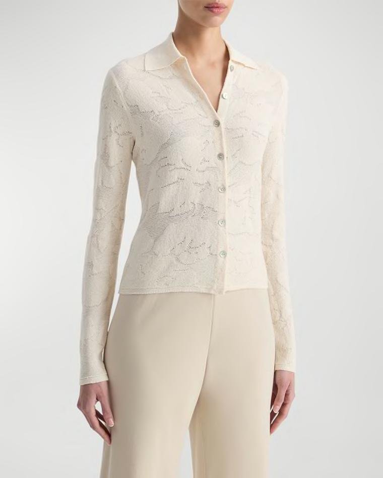 Textured Floral Button-Front Shirt by VINCE