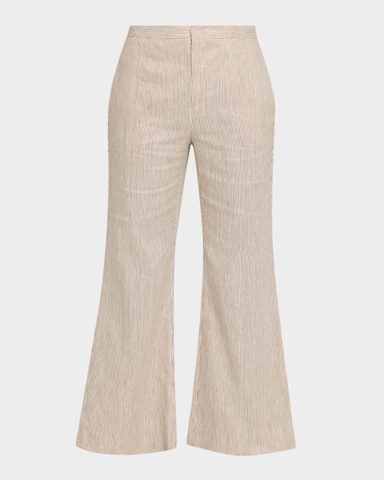 Ticking Stripe Cropped Flare Trousers by VINCE
