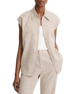 Ticking Stripe Linen Top by VINCE