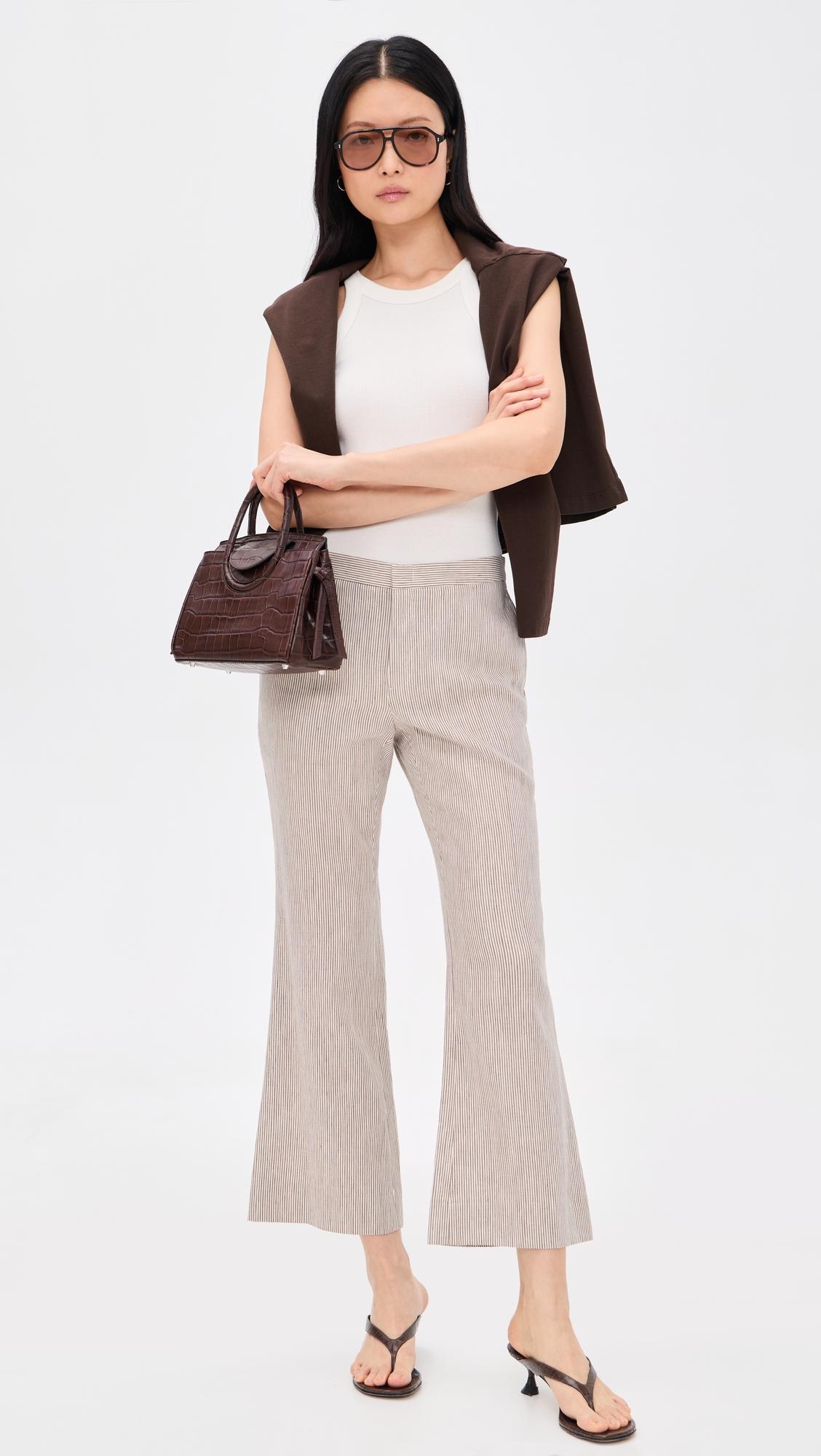 Ticking Striped Crop Flare Trouser by VINCE
