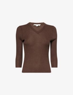 V-Neck Ribbed Cashmere-Silk Knitted Top by VINCE