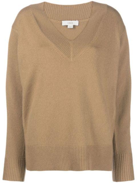 V-neck draped-sleeve jumper by VINCE
