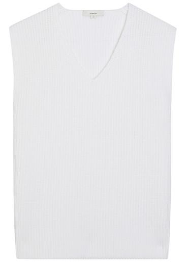 V-neck fine-knit cotton-blend vest by VINCE