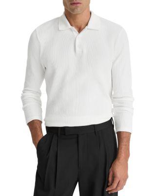 Variegated Texture Long Sleeve Polo by VINCE