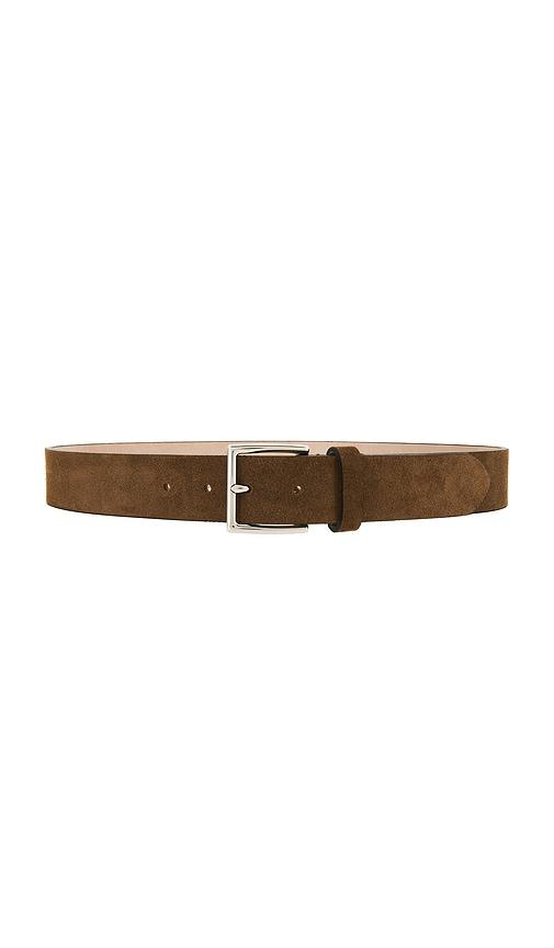 Vince 35mm Flat Suede Belt in Brown by VINCE