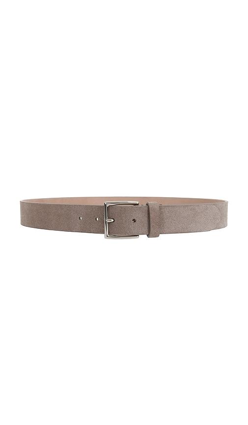 Vince 35mm Flat Suede Belt in Grey by VINCE