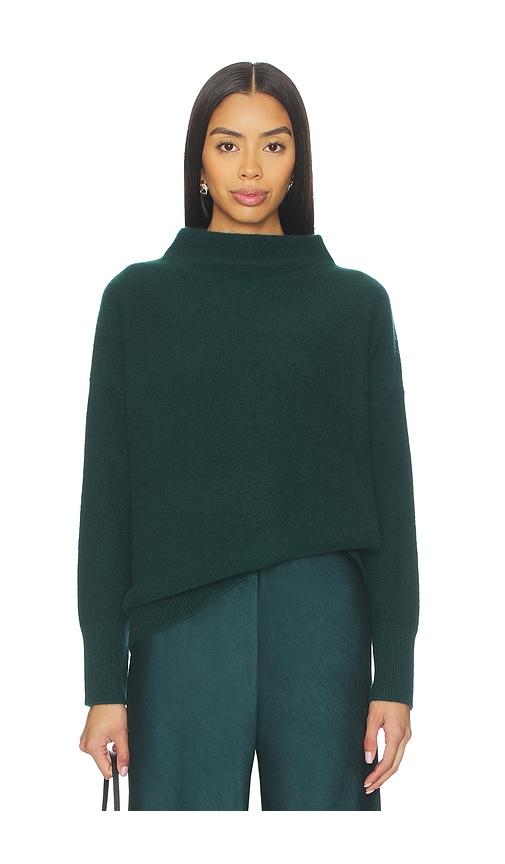 Vince Boiled Funnel Neck Pullover in Dark Green by VINCE