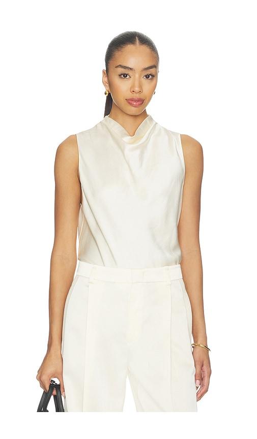 Vince Cropped Cowl Neck Top in Ivory by VINCE