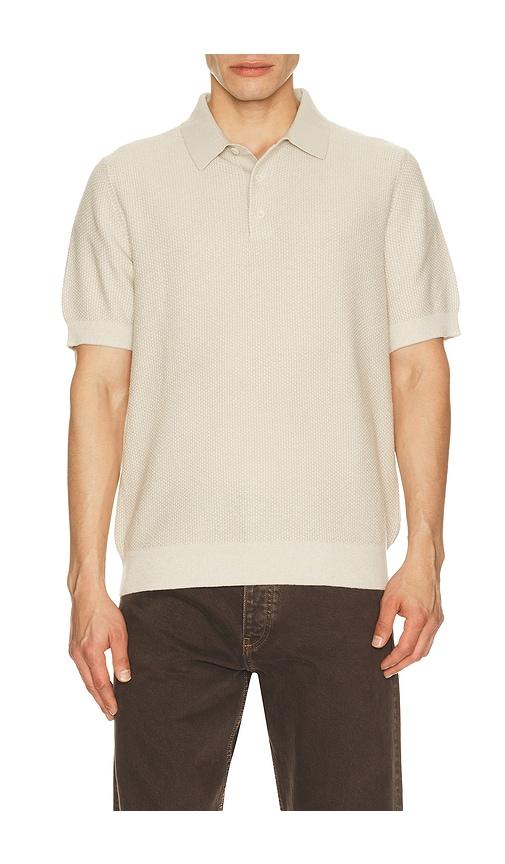 Vince Geo Jacquard Short Sleeve Polo in Cream by VINCE