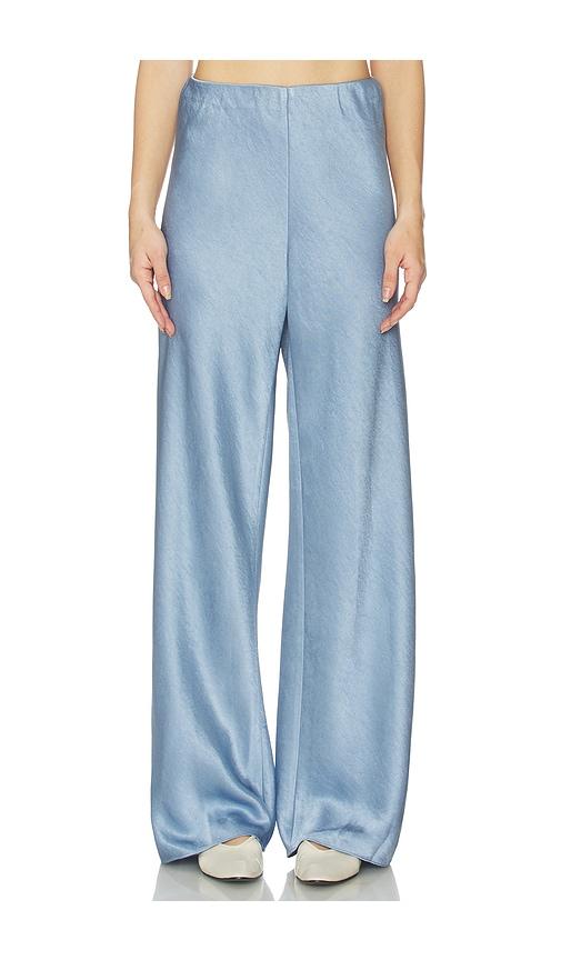Vince High Waist Fluid Satin Bias Pant in Baby Blue by VINCE