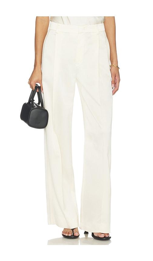 Vince High Waist Satin Trouser in Ivory by VINCE