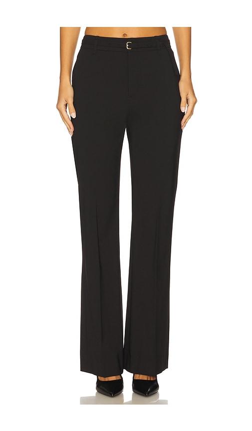 Vince High Waist Slim Flare Belted Pant in Black by VINCE