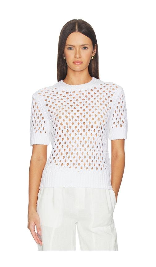 Vince Honeycomb Boxy Tee in White by VINCE