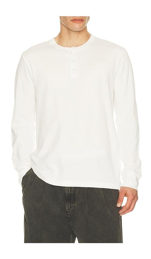 Vince Jacquard Rib Long Sleeve Henley in White by VINCE