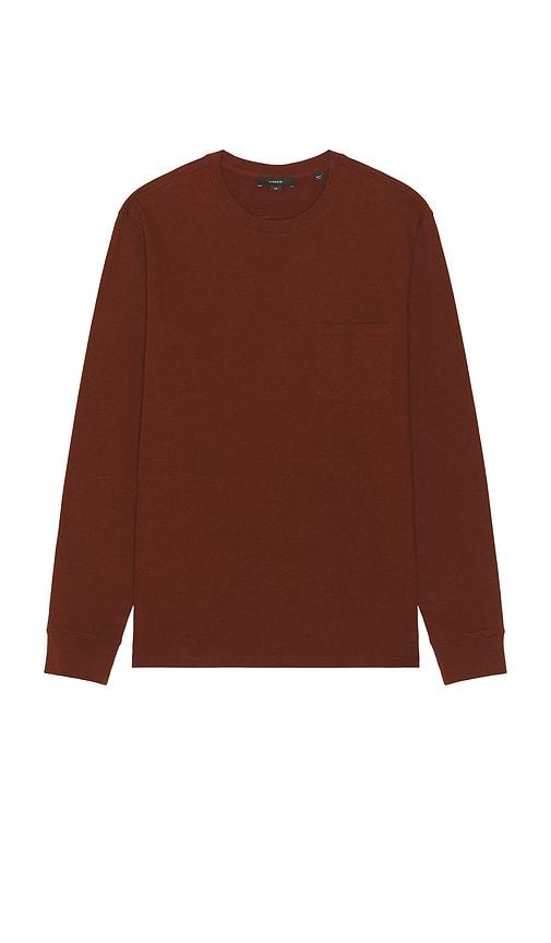 Vince Jersey Pocket Crewneck Tee in Brown by VINCE