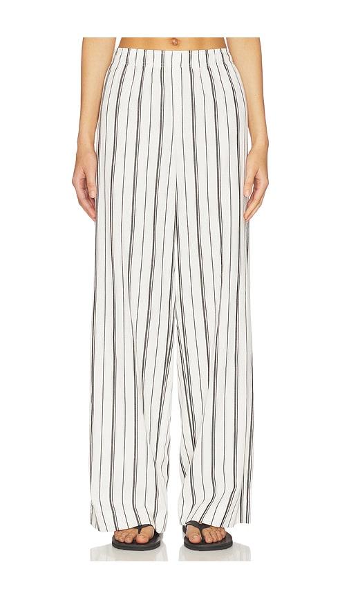 Vince Resort Stripe Drawstring Pull On Pant in White by VINCE