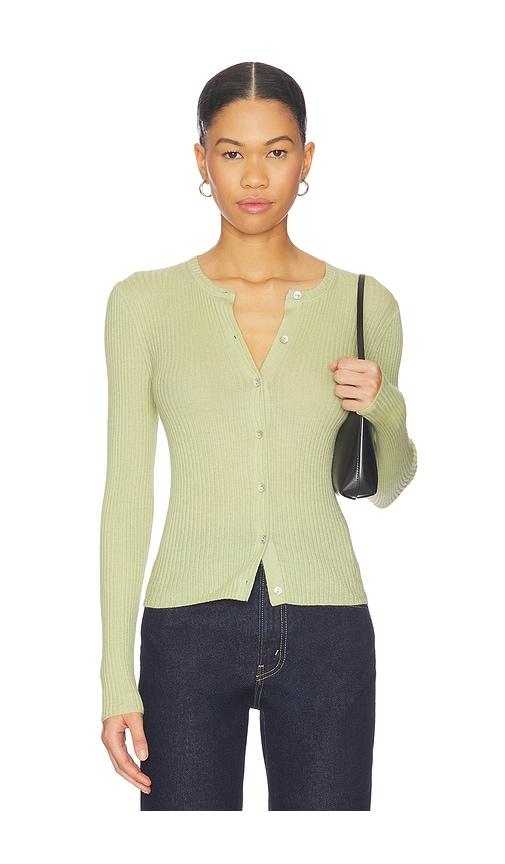 Vince Ribbed Cardigan in Sage by VINCE